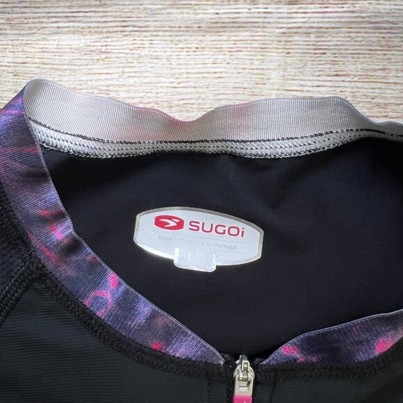 Sugoi Womens Cycling Tri Suit Large Black Pink One Piece Triathlon Padded Shorts - Picture 12 of 16